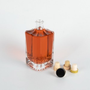 Botellas de licor de vidro transparentes cadradas de 650 ml